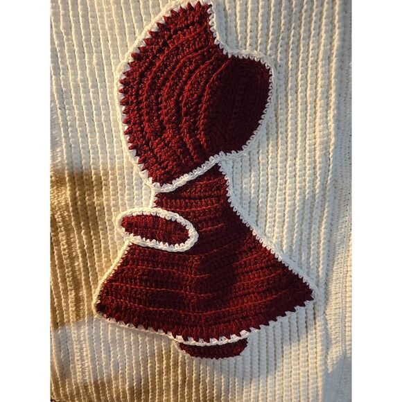 Vintage Crocheted Child Afghan Bonnet Holly Hobbie 36x30in Handmade‎ - Picture 3 of 4